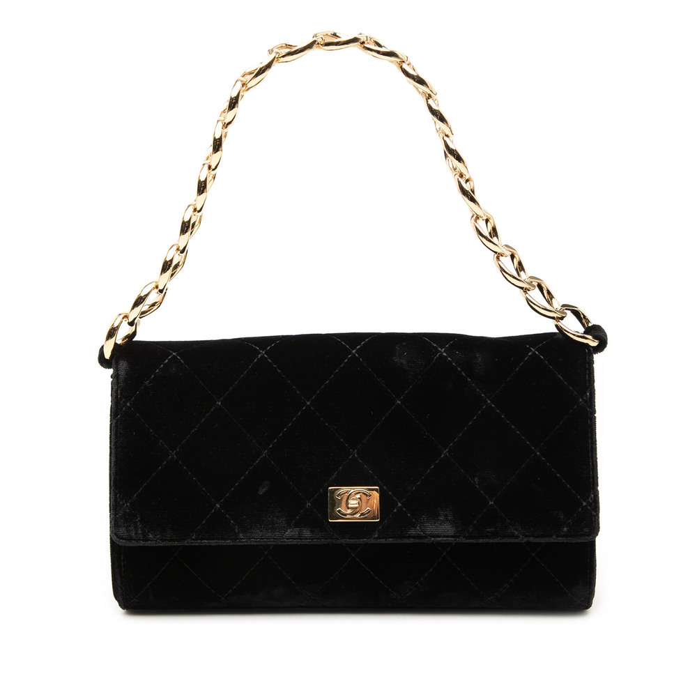 Pre-Loved Chanel CC Quilted Velvet Chain Shoulder Bag - Picture 1 of 7